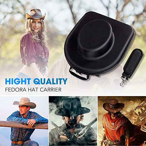 MOSLA Black Travel Fedora Hat Box Carrier - Universal Size, Backpack & Shoulder Bag