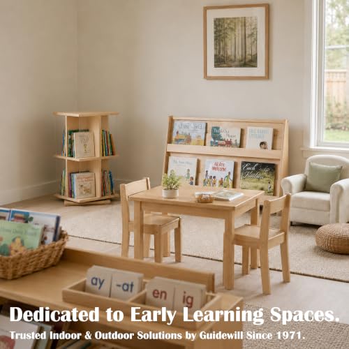 Kids Rotating Bookshelf 2-Tier - 360° Spin Preschool Storage Unit