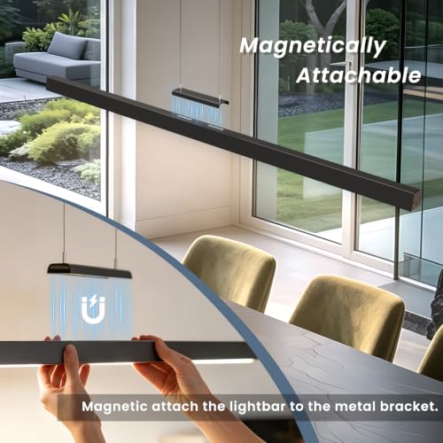 Rechargeable LED Pendant Light with Remote - 39.4" Black Kitchen Island Lighting