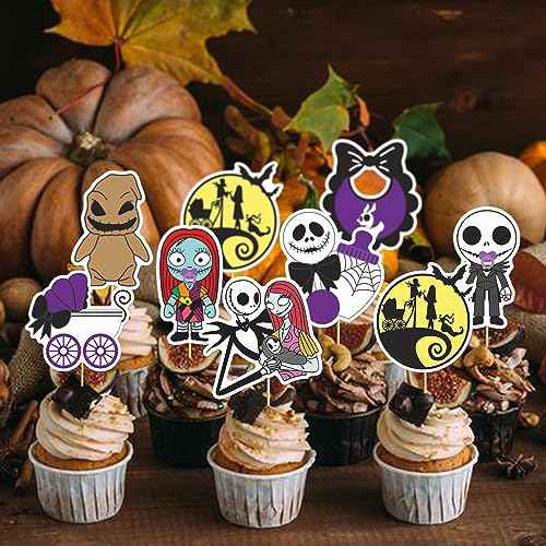 40PCS Night Before Christmas Cupcake Toppers - Night Before Christmas Cake Topper Halloween Cake Decorations Ghost Cupcake Toppers