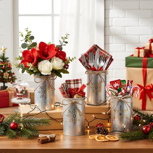 Domensi 12pcs Christmas Snowflake Vases Gold Rustic Farmhouse Decor Variation: Gold & Iron