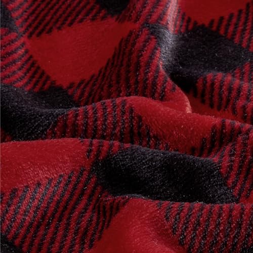 BEDELITE Full Size Plaid Flannel Sheet Set Red & Black 4 Pieces