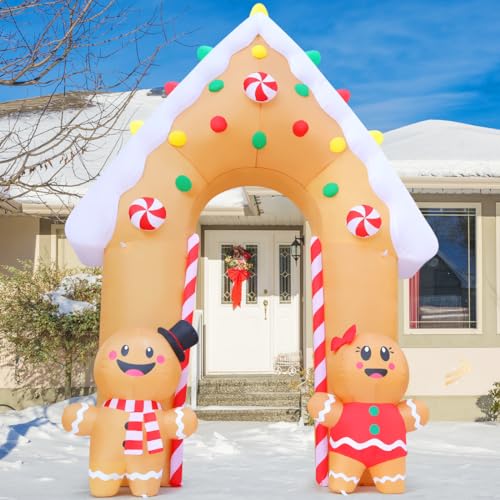 GOOSH 11.8 ft Christmas Inflatable Archway with LED Lights for Outdoor Yard Decor