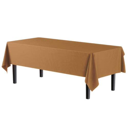 Exquisite 12-Pack Premium Plastic Tablecloth Pack of 12 Premium Plastic Tablecloth 54 Inch x 108 Inch Rectangle Table Cover - Gold