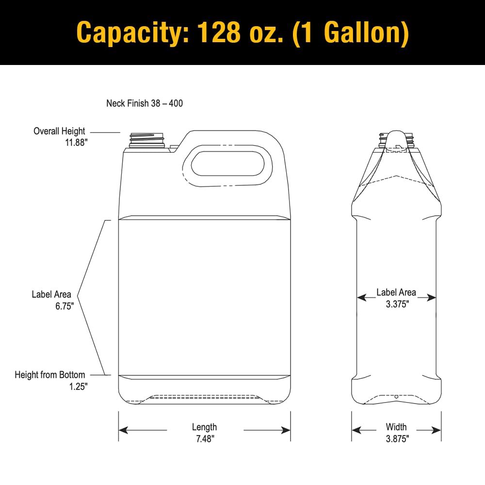 Jumuk Supplies 1 Gallon Plastic Jugs with Lids, Water Jugs Bottles Storage Containers with Ergonomic Handle, FDA compliant made in USA HDPE Container (1, Natural, 1 Gallon)