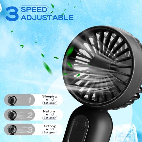 Rechargeable Mini Portable Fan Black - Compact Handheld Personal Fan