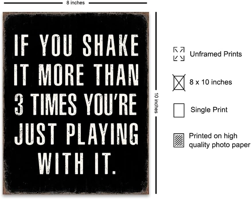 Skiennix Bathroom Wall Decor - Rustic Black Funny Sayings | Sarcastic Gifts for Him - Masculine Art Print