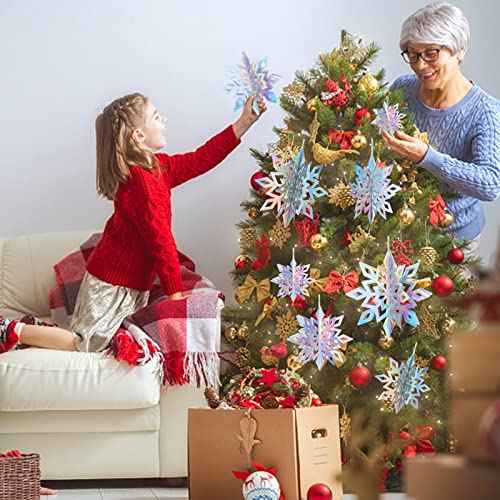 VESPRO 20PCS Winter Christmas Hanging Snowflake Decorations, 20PCS 3D Holographic Snowflakes for Christmas,Winter,Wonderland,Holiday,New Year Party,Home Decorations