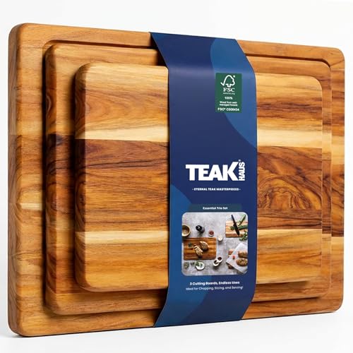 Teakhaus Essential Trio Teak Cutting Board Set - Small, Medium & Large