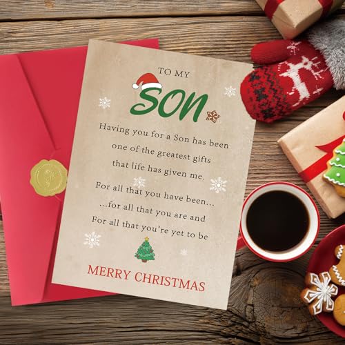 ZY250 Funny Christmas Card for Son from Dad or Mom – Premium 8x5.3" Card