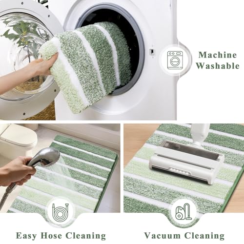 Yamaziot Sage Green 5-Piece Bathroom Rug Set with Non-Slip Backing - Light Green, 18x26, 20x32, 20x48, U-Shape & Cover