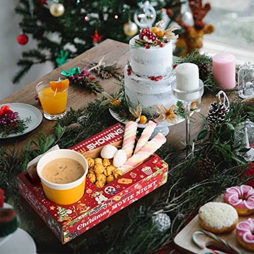20 Pcs Christmas Movie Night Snack Trays with Cup Holders - Holiday Party Supplies
