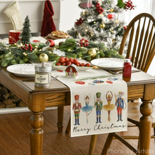 Artoid Mode Nutcracker Christmas Table Runner Home Party Decor 13x120