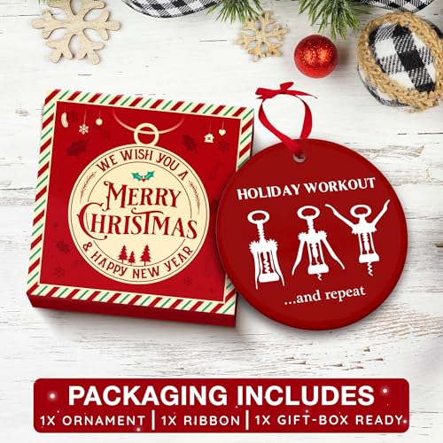 Wine Ornaments for Christmas Tree, Ideal for Red Wine Lovers, Fitness Enthusiast Gym and Workout Ornaments, Perfect Holiday Ornament for a Gym Rat