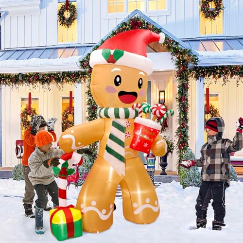 Fayavoo 8FT Christmas Inflatable Gingerbread Man with LED Lights Outdoor Decorations