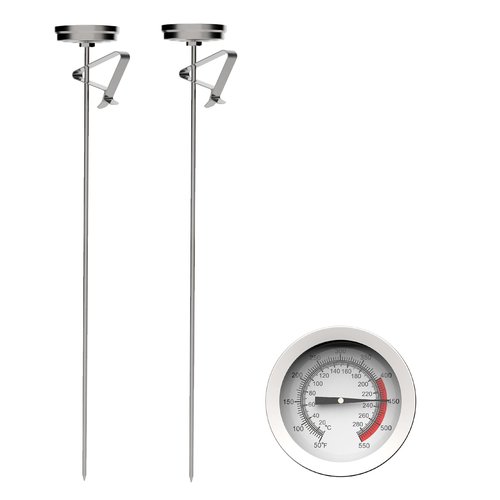 Candy/Deep Fry Oil Thermometer for Frying (2 Pack) with 12'' Probe & Pot Clip,- CookingThermometer for Frying Oil Candle Making Hot Deep Fryer (2, 12)