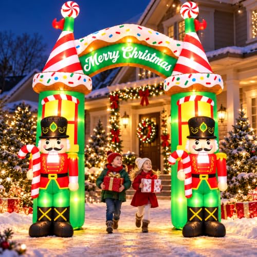 10 ft Christmas Inflatable Archway Nutcracker with LED Lights – Outdoor Holiday Decor