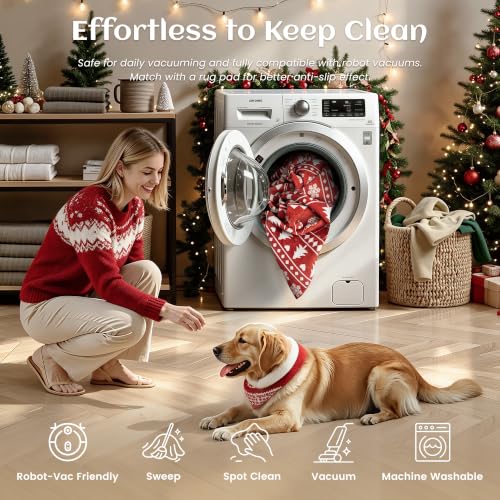 Christmas Red 4x6 Area Rugs for Entryway, Washable Non‑Slip Low‑Pile