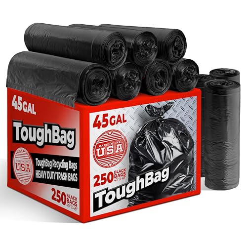 Heavy Duty Trash Bags 40-45 Gallon - 250 Pack, Black, Eco-Friendly, ToughBag Variation of THIS listing