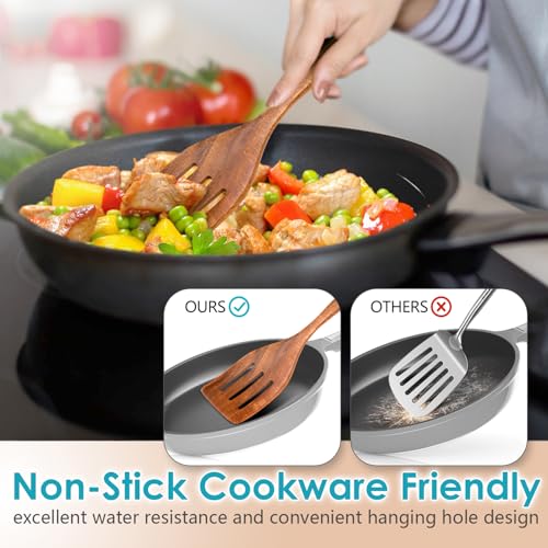 HOWHONG 11-Piece Acacia Wood Cooking Utensils Set with Spoon Rest & Holder
