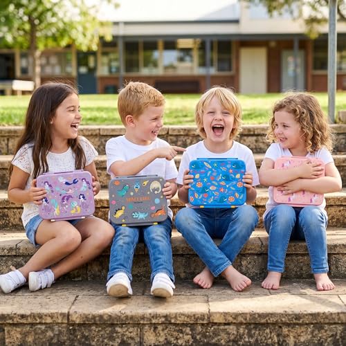 Kids Bento Lunch Box Set with 8oz Insulated Food Jar & Ice Pack - Blue Ocean