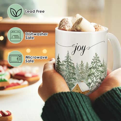 Didaey Christmas Tree Mug Set with Pine Tree Design, 6 Pack, 12oz Ceramic Holiday Coffee Cups