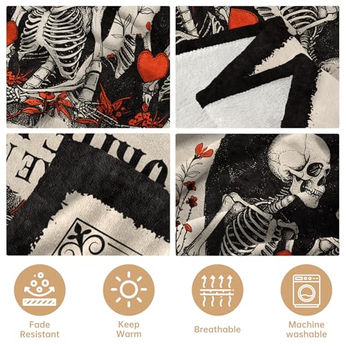 Romantic Couple Blanket for Anniversary Halloween 80x60 - Skeleton Love