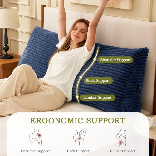 Navy Blue Twin Headboard Wedge Pillow - Support & Relaxation Cushion