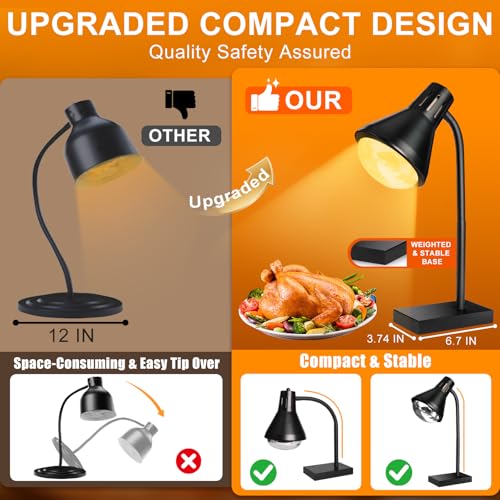 Food Heat Lamp Black - Fast & Uniform Heating for Buffet & Home Use