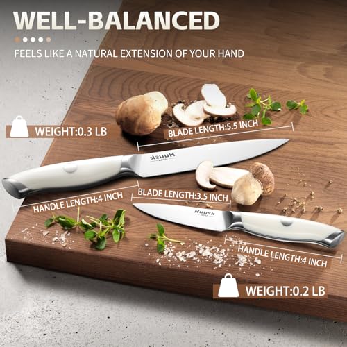 Huusk Paring Knife Set - Razor Sharp 5-Inch Utility & 3.5-Inch Fruit Peeling Knives