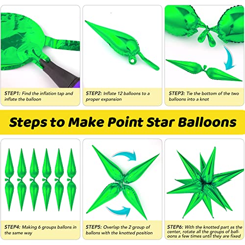 GCTWFYK 72Pcs Red Green 26in Star Foil Balloons - Explosion Cone Mylar Spike Balloons for Xmas Photo Props