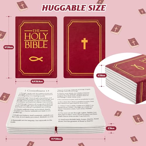 Children's Cartoon Plush Toy Throw Pillows, Christmas Holiday Bible Book Pillow That Opens, Home Aesthetic Room Decorative Pillow, Kids Pillow, for Bedroom Sofa Cushion Chair Couch Bed (Red)