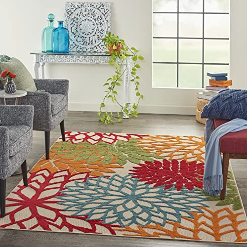 Nourison Aloha Indoor/Outdoor Green 5'3" x 7'5" Tropical Botanical Rug