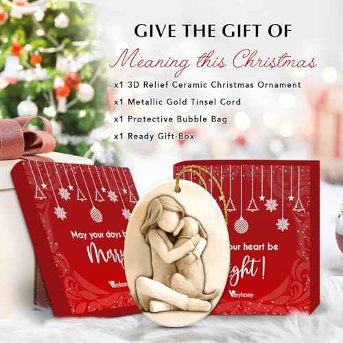2025 Dog Christmas Ornaments - 3D Relief Ceramic Ornament for Christmas Tree, Dog Mom Gifts for Women, Family, Friends - Cute Girl with Puppy Xmas Gift Exchange Ideas