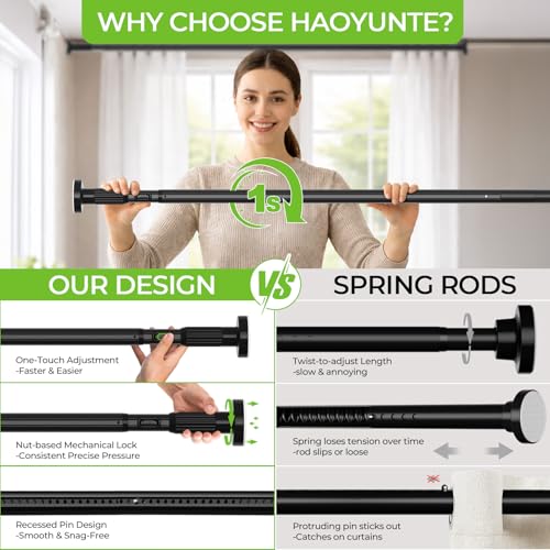 Heavy Duty Tension Curtain Rod No Drilling Black 41-118 Inch Adjustable