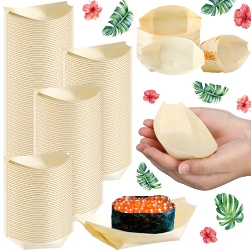 Disposable Bamboo Sushi Boat Plates - 500 Pack for Appetizers & Party Events