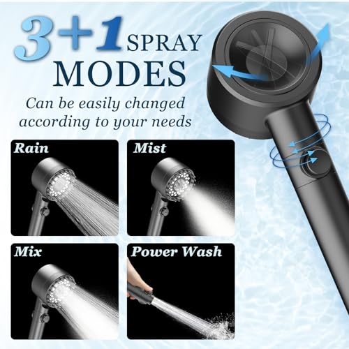 FEELSO Black Handheld Filtered Shower Head with High Pressure & Water Saving