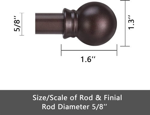 GXOACKJ Heavy-Duty Metal Curtain Rods - 2 Pack, 66 to 120 Inch, Brown with Brackets