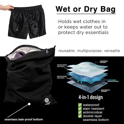 Ornadi Waterproof Odor-Resistant Sweat & Gym Clothes Bag, Antimicrobial, Leakproof