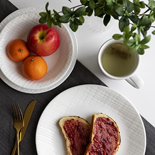 Corelle Linen Weave 12-Piece Lightweight Durable Dinnerware Set - Space Saving