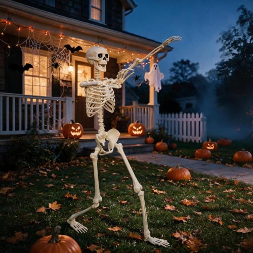 Oceanite 2-Pack Life Size 5.4FT Skeleton Halloween Decorations, Articulated Joints