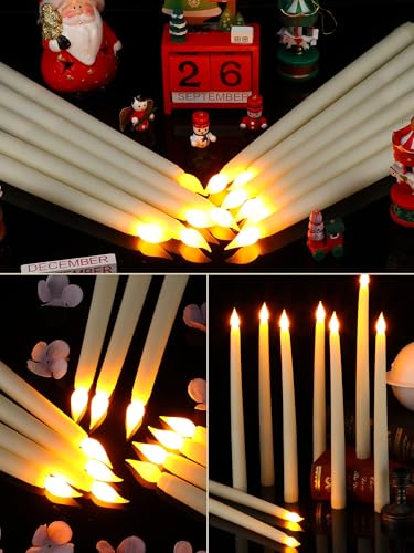 Treela Ivory Flameless LED Taper Candles Bulk 11 Inch Classic Safe Decor