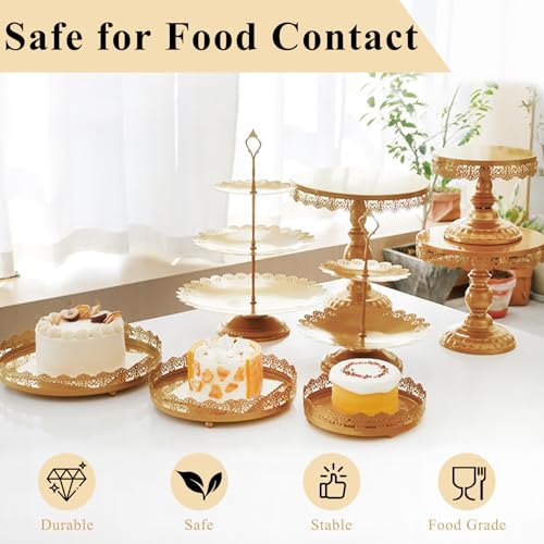 9-Piece Metal Cake Stand Set with Multiple Styles Gold Dessert Display Tower