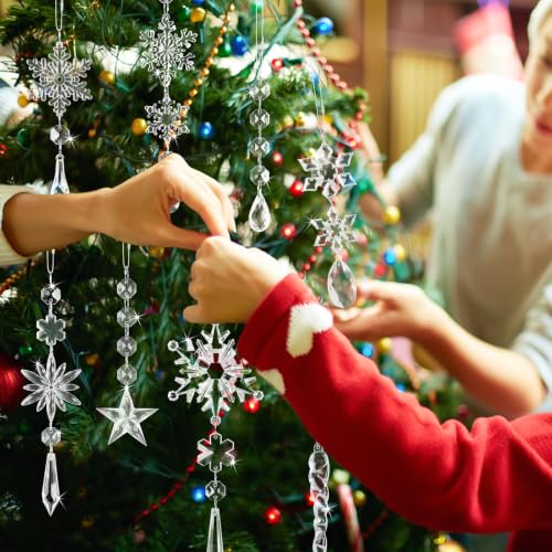 GuassLee 20 Pack Clear Acrylic Snowflake Christmas Ornaments - Winter Wonderland Decorations
