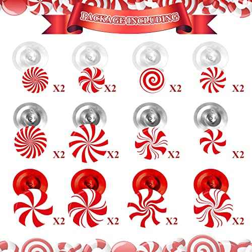 Funrous 54 Pcs Christmas Peppermint Candy Hanging Decorations Christmas Candies Ceiling Hanging Swirls Xmas Party Ceiling Whirl Streamers for Xmas Holiday Party Decor(Red White)