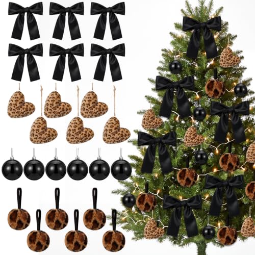 Teyva Daily 24 Pcs Leopard Print Christmas Ornament Set - Cheetah Tree Decor