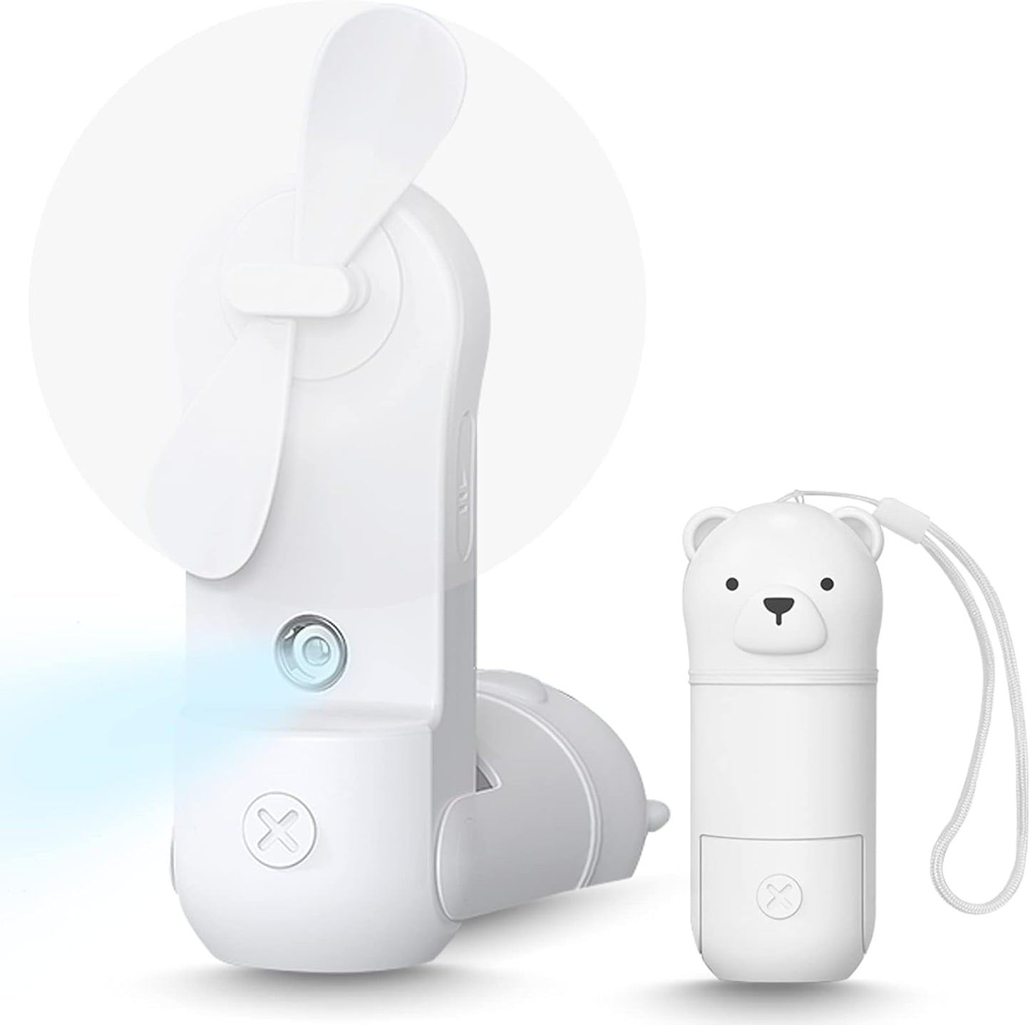 Skiennix Portable Misting Fan - Mini Handheld Fan with Rechargeable Battery & 3 Speed Settings | White