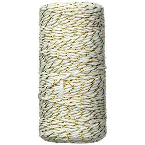 Pangda 2 Rolls 656 Feet Christmas Twine Metallic Bakers Decorative Wrapping Twine String Craft Present Wrapping Cord for Christmas DIY Crafting Presents(2 mm,White)