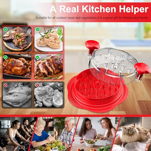 SURETIVIAN Chicken Shredder Large Chicken Breast Shredder Tool Twist with Brush&Fork, Visible Meat Shredder Machine, Strong Anti-Slip Strip, Ergonomic Handle, BPA Free, Suitable for Pork Beef Chicken