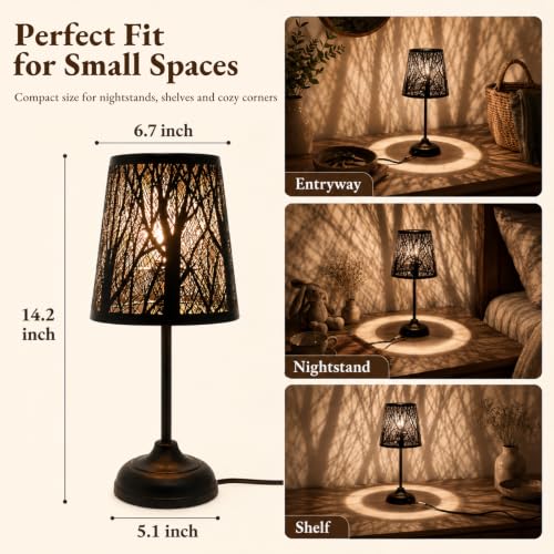 Touch Table Lamp with Tree Shadow Projection - 3-Level Dimmable, Touch Control